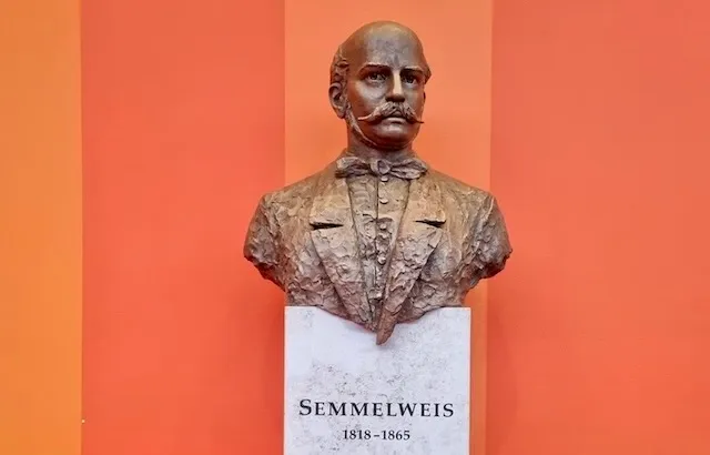 A bronze bust of Dr Ignac Semmelweis