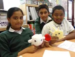 Year 6 Bigland Green pupils with 'blood cells'