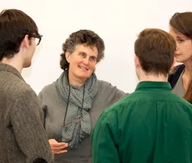 Publisher Jenny Swann and QM students