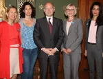 l-r: Professor Geraldine Van Bueren QC, Rowan Davies, William Hague, Anita Tiessen, Amal Alamuddin