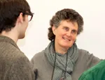 Publisher Jenny Swann and QM students