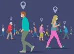 Illustration of a group of people being tracked for digital contact tracing. Credit: smartboy10/iStock.com
