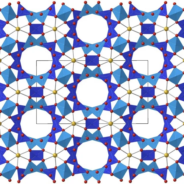 Crystal structure of cordierite. Credit by: M. Dove et. al./Matter