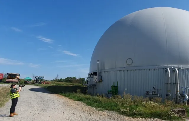 Dr Maria Olczak surveys biogas tanks