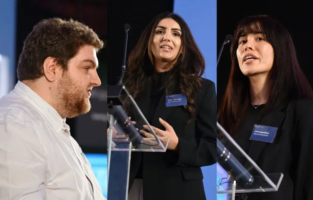 Daniel Gill, Emma Hayashibara and Zara Arain Saqlan share their research at the Night of Science and Engineering