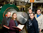 The experimental team (left to right): Alan Drew, Laura Nuccio, Leander Schulz (Univ. Fribourg), Maureen Willis and Iain Mckenzie (ISIS)