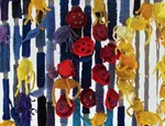 A knitted tableau showing a section of brain, revealing the changes that occur during MS