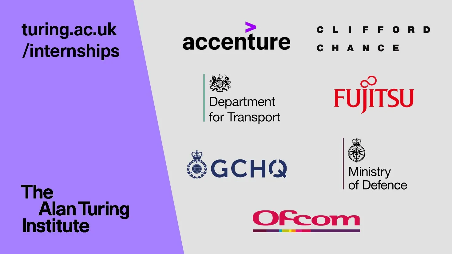 Alan Turing Institute Internships Logo with sponsors