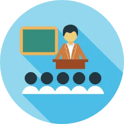 Person tutoring a class of students