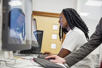 Woman looking for something on a computer