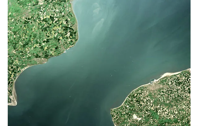 An aerial view of the English Channel
