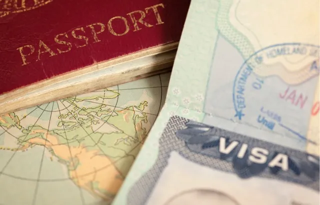 A passport and visa document