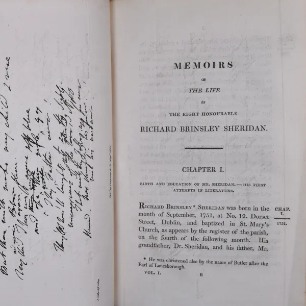 Memoirs of the Life of the Right Honourable Richard Brinsley Sheridan page 1