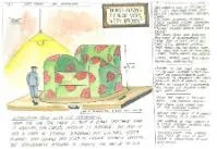 Diagram and notes by Ian Hinchcliffe showing large armchair with sign 