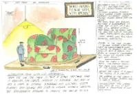 Diagram and notes by Ian Hinchcliffe showing large armchair with sign 