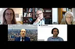 Zoom panel: Top left to right - Laura Snyder, John Richardson, Karen Alpert. Bottom left to right - Bernard Schneider, Edoardo Traversa
