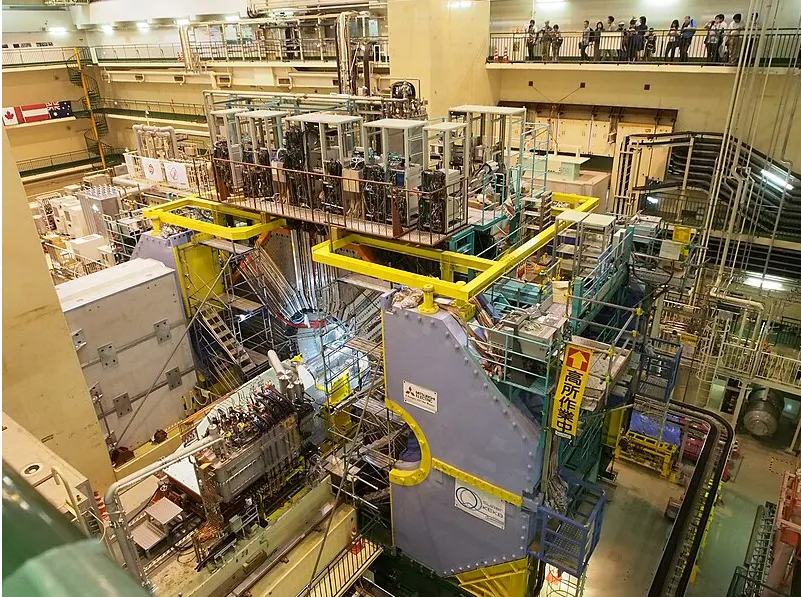 Belle II detector for SuperKEKB electron-positron particle accelerator under construction at KEK (The High Energy Accelerator Research Organization) in Tsukuba, Japan. Photographed on Open House day.
