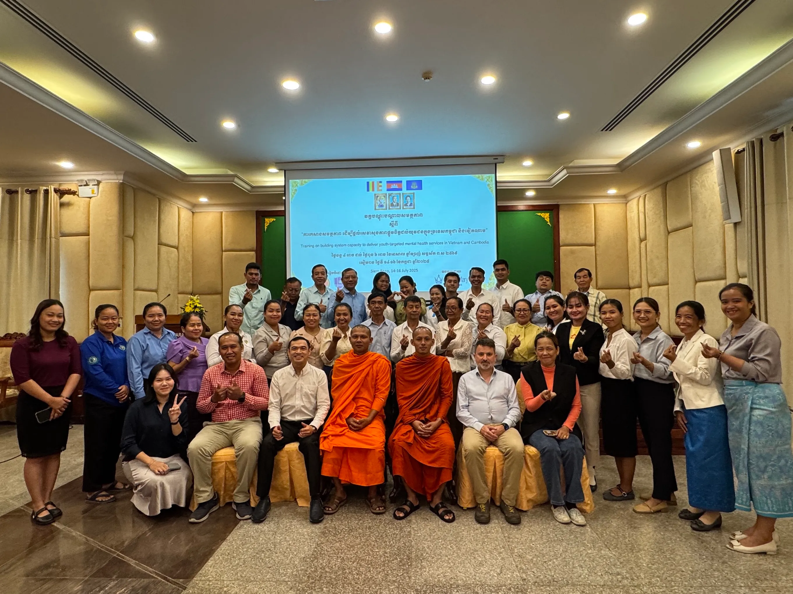 A group photograph of all the Cambodian mental health literacy trainees