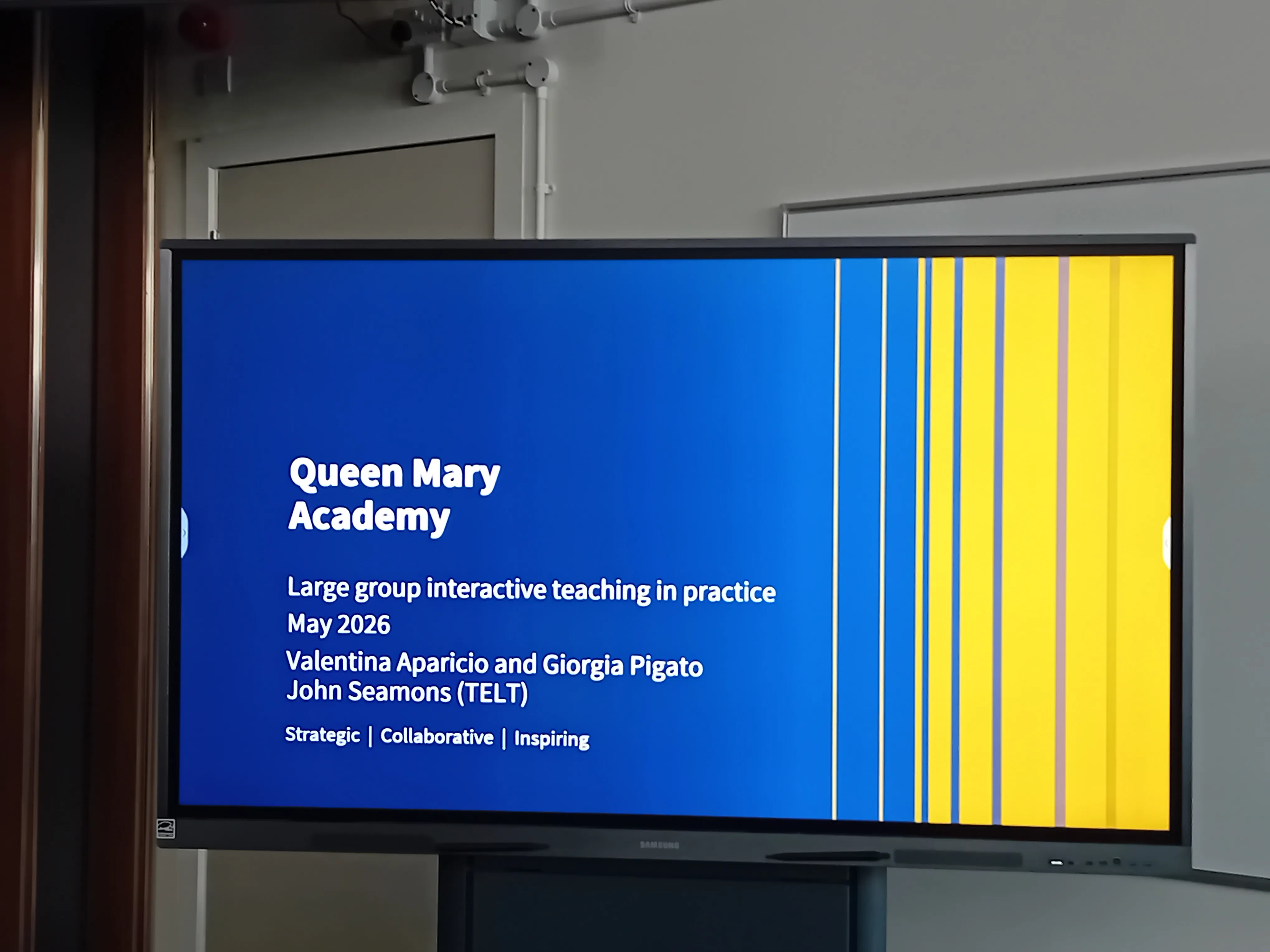A slide from a joint QMA and TELT session Large Group Interactive Teaching in Practice