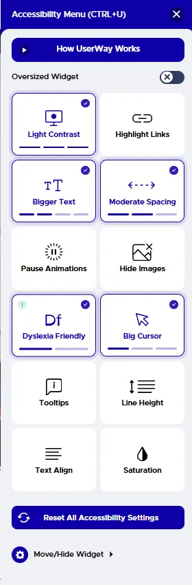 Q-Review UserWay accessibility menu