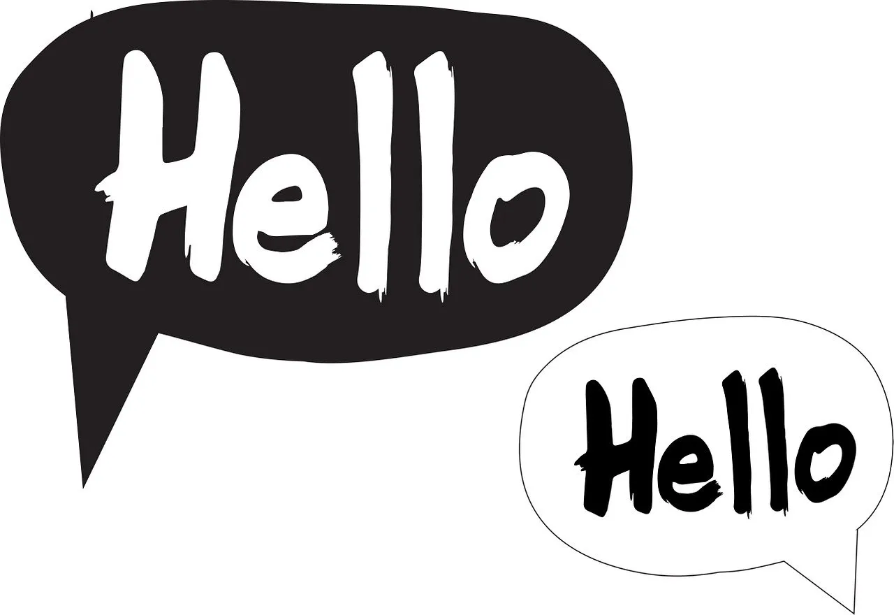 Two speech bubbles with Hello written in them.