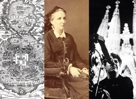 Three images depicting Hispanic culture, literature and the arts.