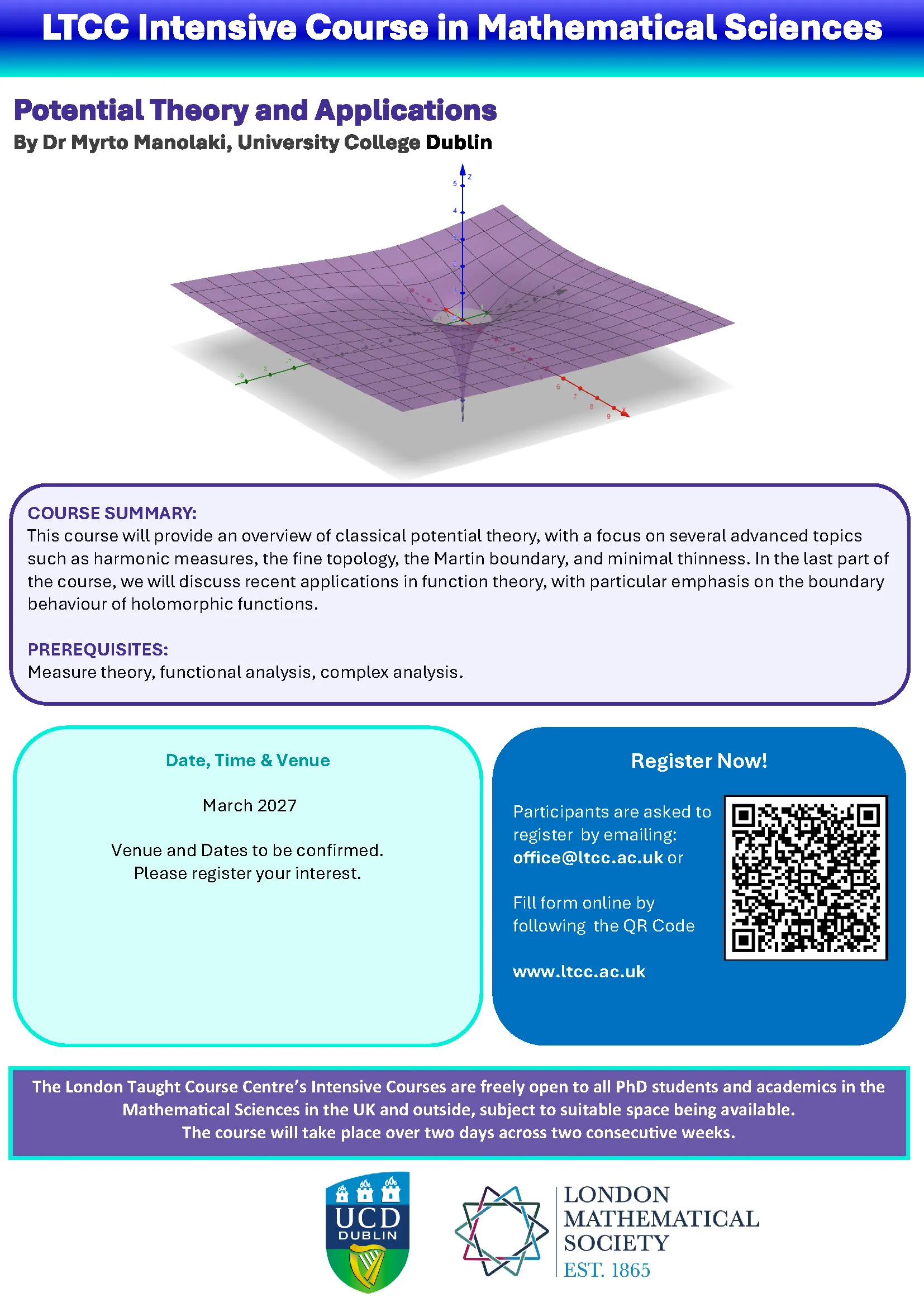 LTCC Intensive course Potential Theory and Applications Poster Image