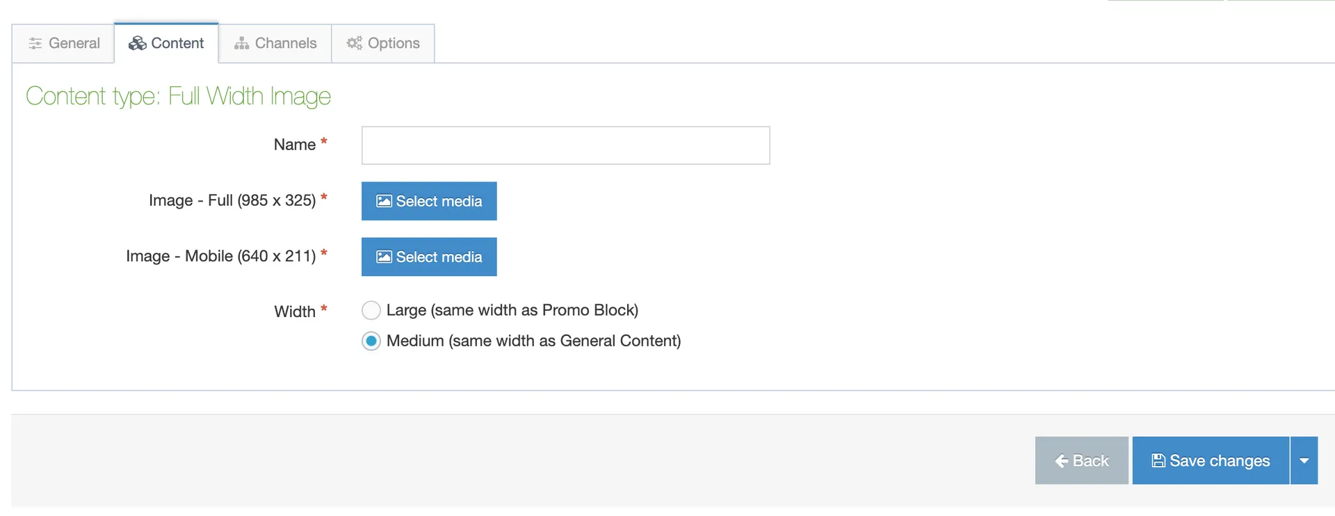 a screenshot of T4 full width image that requires you to add the name and image depending on the width you choose.