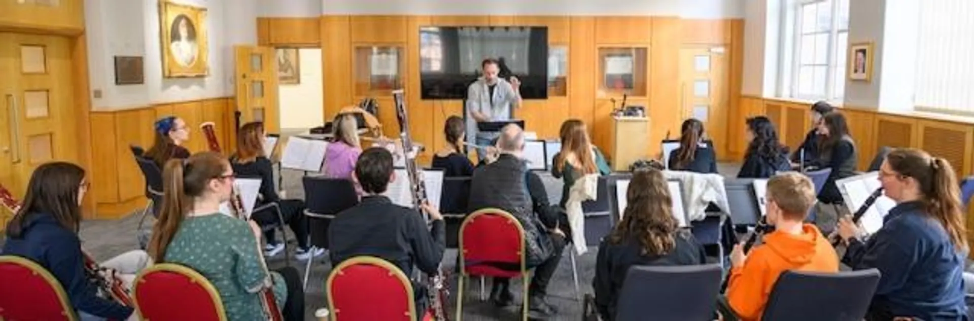 Classroom of music students