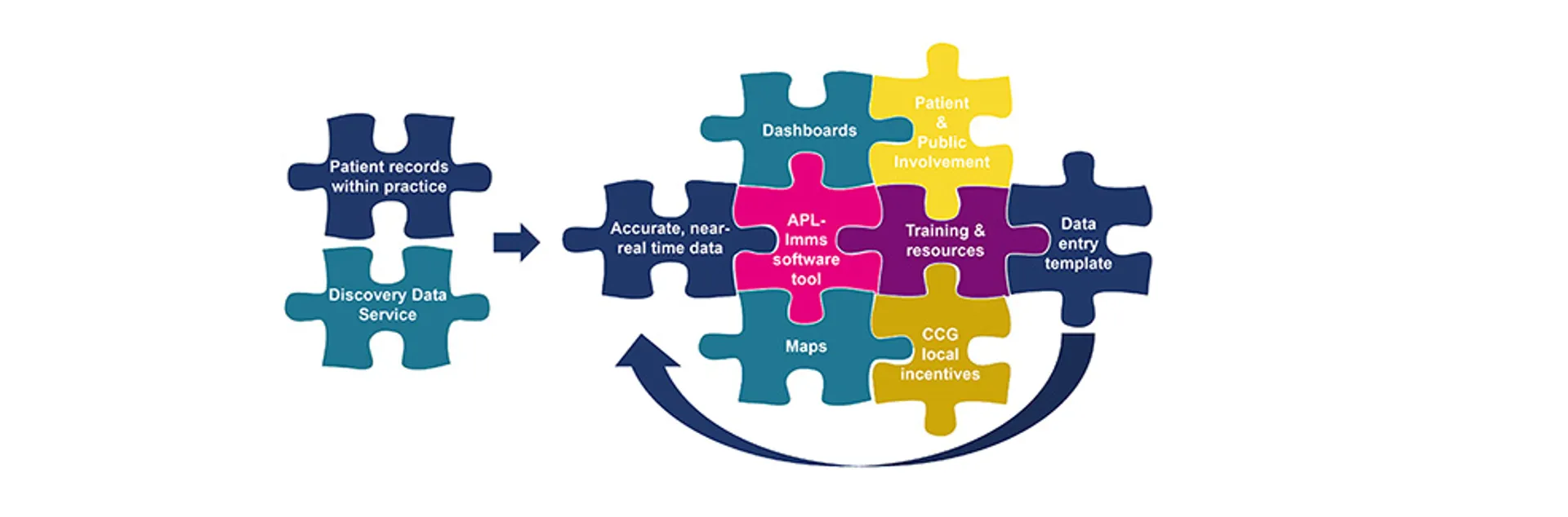 Graphic showing jigsaw pieces representing the components of the programme