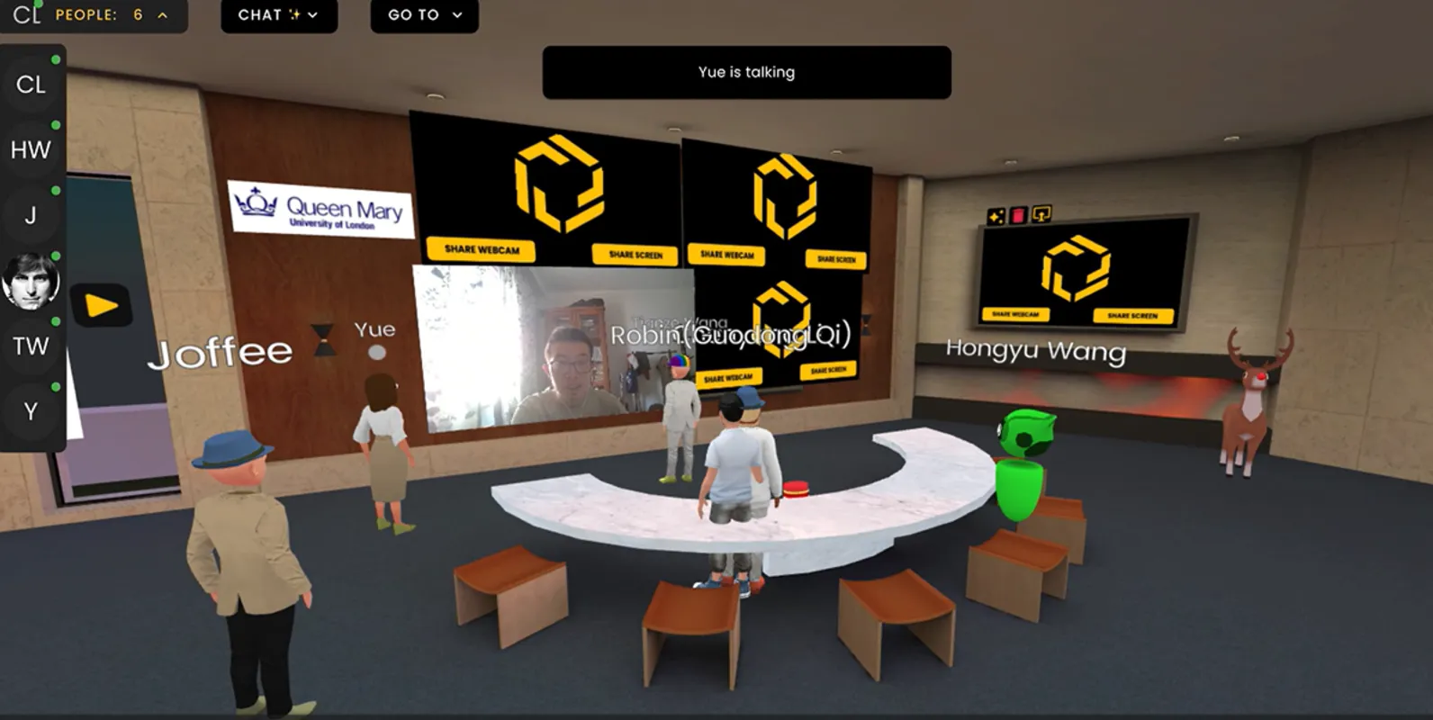 Student co-created spaces in Frame VR