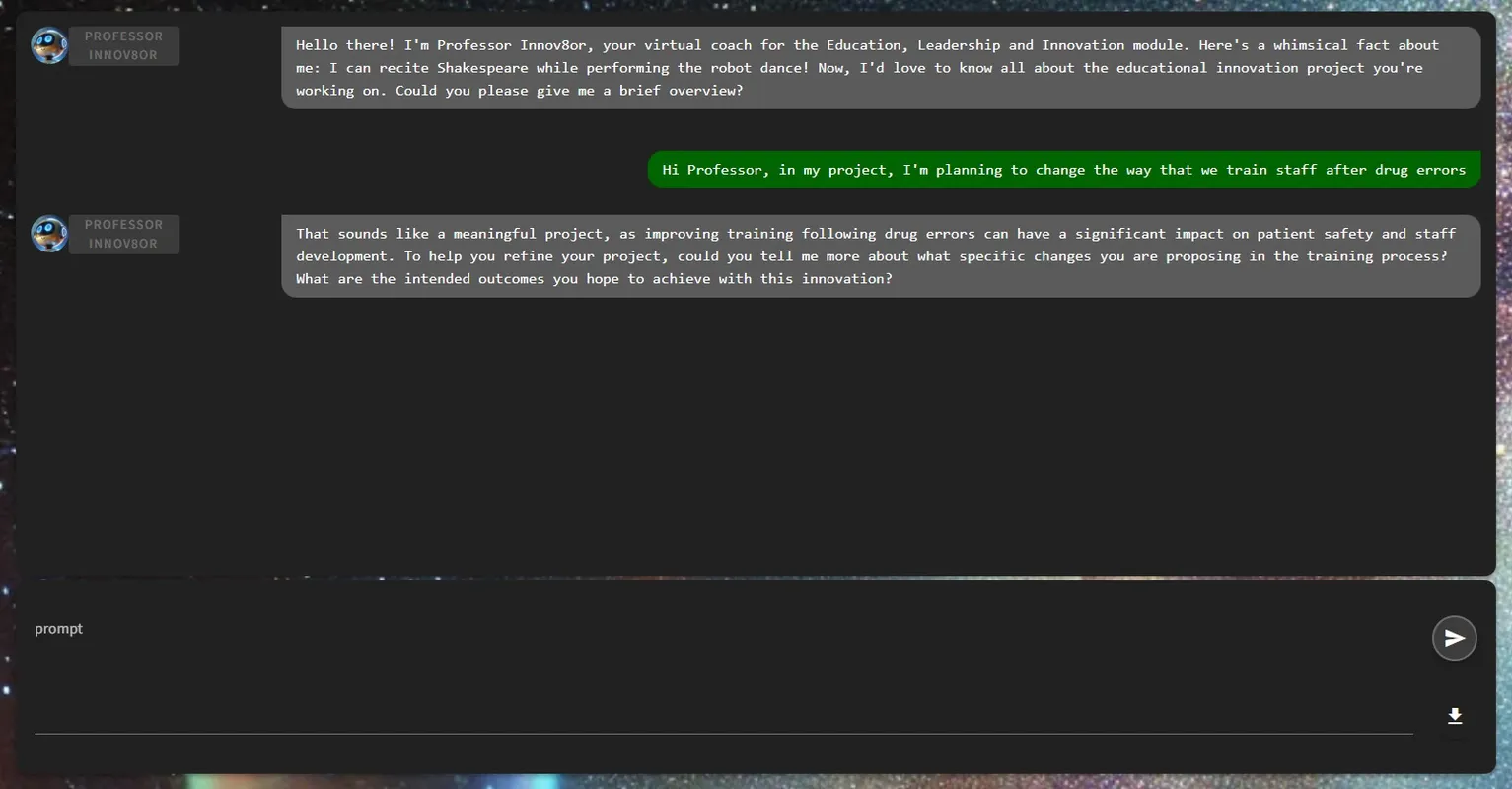 A screenshot of the chatbot at work