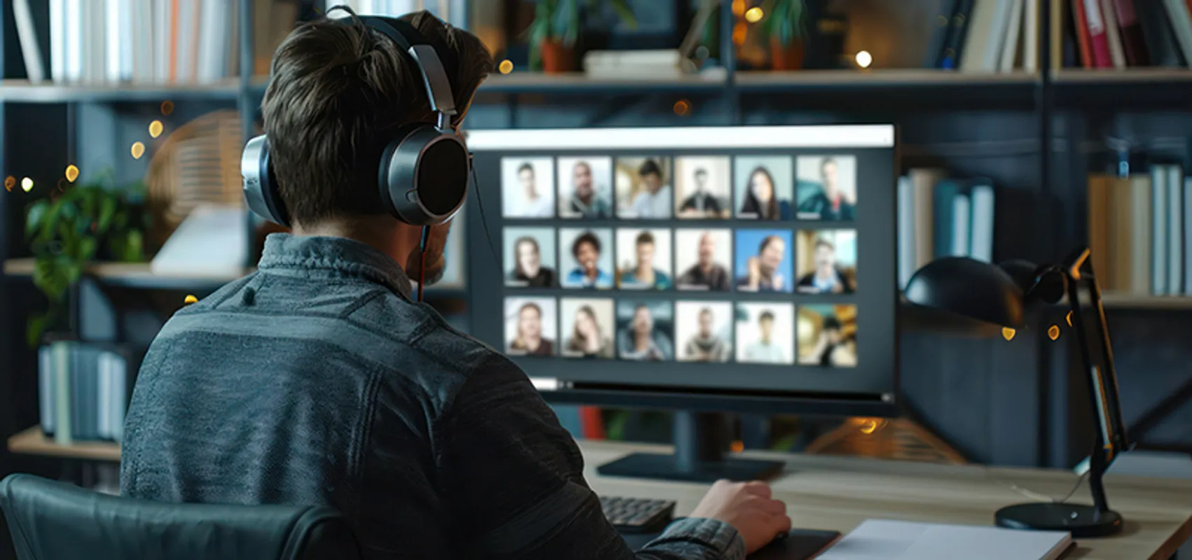 student attending a webinar