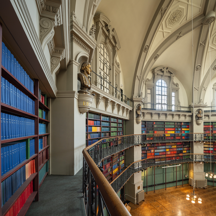 Interior of a large, classic library.